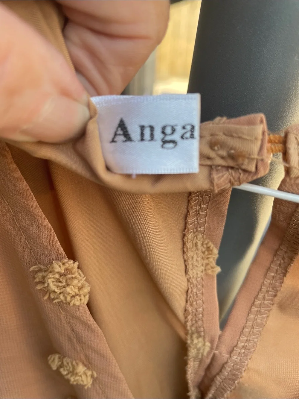 Textured Rust Brown Short-Sleeve V-Neck Tunic
